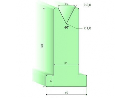 Matrices en T 60°, H=120mm, Utillaje para plegadora Amada
