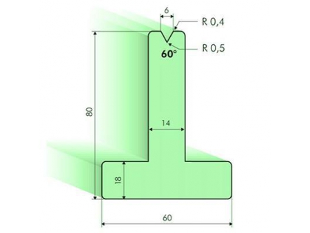 Matrices en T 60°, H=80mm, Utillaje para plegadora Amada
