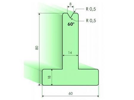 Matrices en T 60°, H=80mm, Utillaje para plegadora Amada