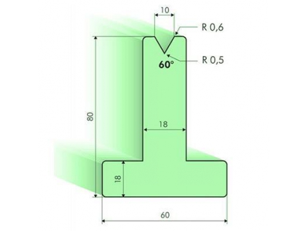 Matrices en T 60°, H=80mm, Utillaje para plegadora Amada