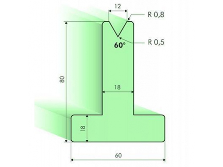 Matrices en T 60°, H=80mm, Utillaje para plegadora Amada