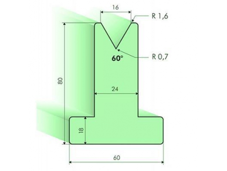 Matrices en T 60°, H=80mm, Utillaje para plegadora Amada