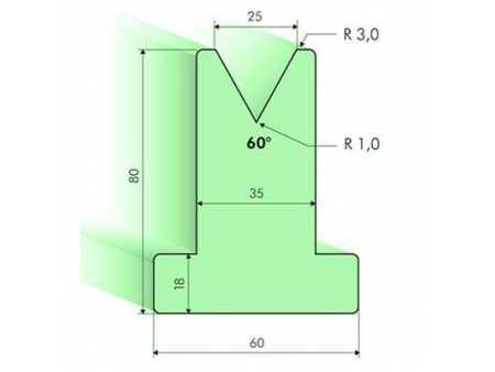 Matrices en T 60°, H=80mm, Utillaje para plegadora Amada