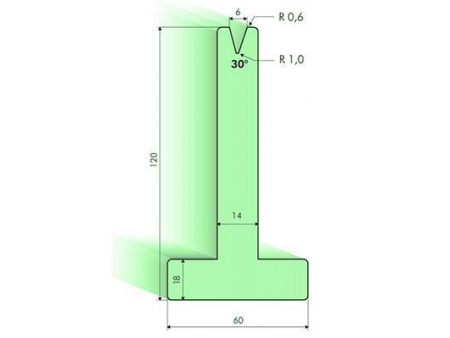 Matrices en T 30°, H=120mm, Utillaje para plegadora Amada