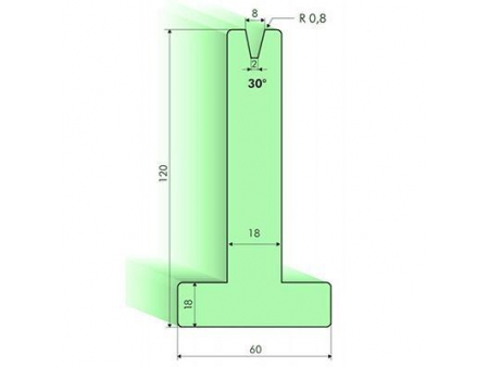 Matrices en T 30°, H=120mm, Utillaje para plegadora Amada