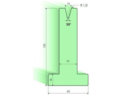 Matrices en T 30°, H=120mm, Utillaje para plegadora Amada