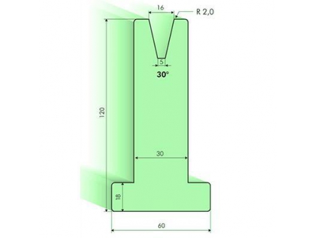 Matrices en T 30°, H=120mm, Utillaje para plegadora Amada
