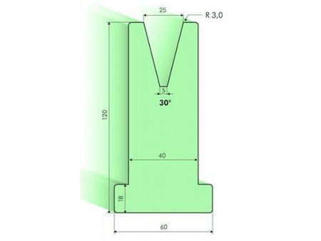 Matrices en T 30°, H=120mm, Utillaje para plegadora Amada