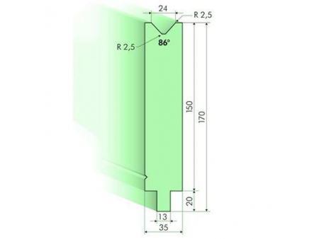 Matrices 86°, H=150mm, Utillaje para plegadora Trumpf