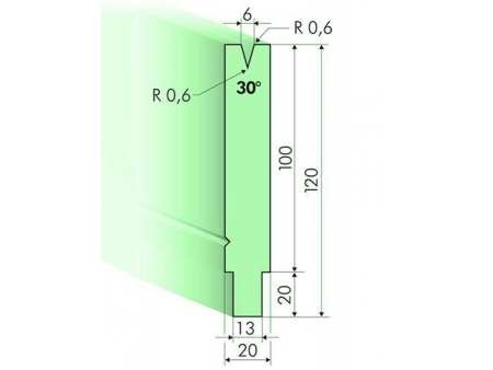 Matrices 30°, H=100mm, Utillaje para plegadora Trumpf