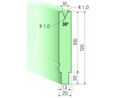 Matrices 30°, H=100mm, Utillaje para plegadora Trumpf