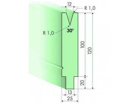 Matrices 30°, H=100mm, Utillaje para plegadora Trumpf