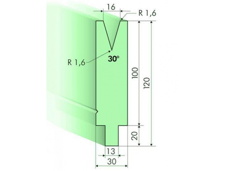 Matrices 30°, H=100mm, Utillaje para plegadora Trumpf