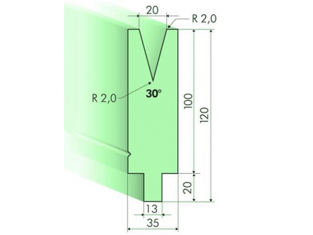 Matrices 30°, H=100mm, Utillaje para plegadora Trumpf