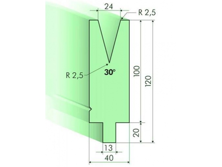 Matrices 30°, H=100mm, Utillaje para plegadora Trumpf