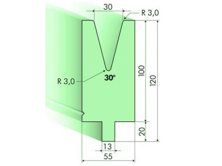 Matrices 30°, H=100mm, Utillaje para plegadora Trumpf