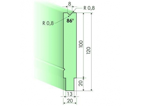 Matrices 86°, H=120mm, Utillaje para plegadora Trumpf
