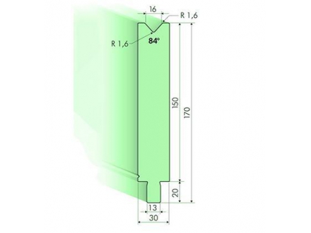 Matrices 84°, H=150mm, Utillaje para plegadora Trumpf