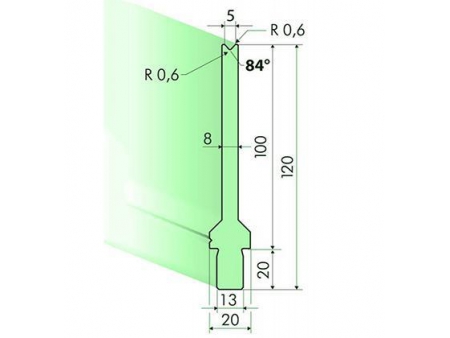 Matrices 84°, H=100mm, Utillaje para plegadora Trumpf
