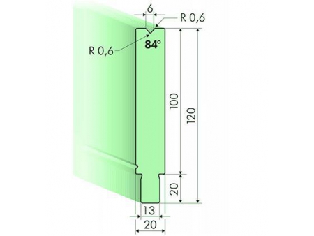 Matrices 84°, H=100mm, Utillaje para plegadora Trumpf