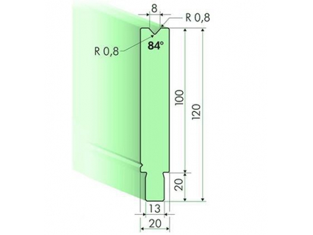 Matrices 84°, H=100mm, Utillaje para plegadora Trumpf