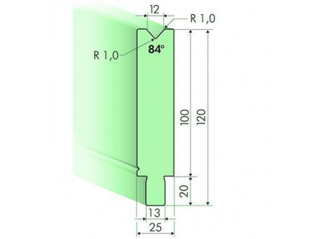 Matrices 84°, H=100mm, Utillaje para plegadora Trumpf