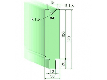 Matrices 84°, H=100mm, Utillaje para plegadora Trumpf
