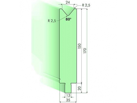 Matrices 80°, H=150mm, Utillaje para plegadora Trumpf