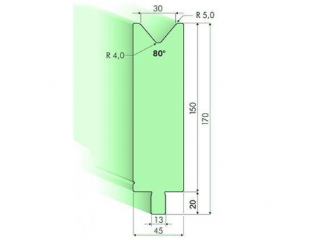 Matrices 80°, H=150mm, Utillaje para plegadora Trumpf