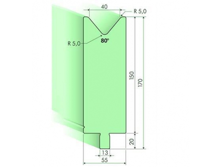 Matrices 80°, H=150mm, Utillaje para plegadora Trumpf