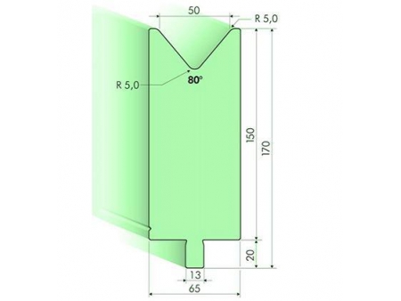 Matrices 80°, H=150mm, Utillaje para plegadora Trumpf