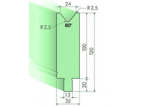 Matrices 80°, H=100mm, Utillaje para plegadora Trumpf