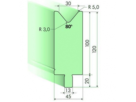 Matrices 80°, H=100mm, Utillaje para plegadora Trumpf
