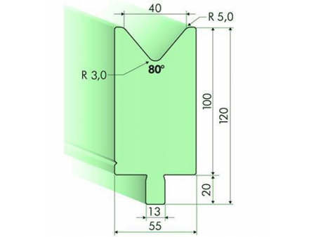 Matrices 80°, H=100mm, Utillaje para plegadora Trumpf