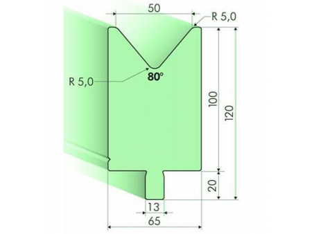 Matrices 80°, H=100mm, Utillaje para plegadora Trumpf