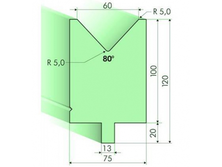Matrices 80°, H=100mm, Utillaje para plegadora Trumpf