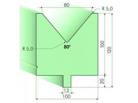 Matrices 80°, H=100mm, Utillaje para plegadora Trumpf
