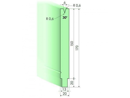 Matrices 30°, H=150mm, Utillaje para plegadora Trumpf