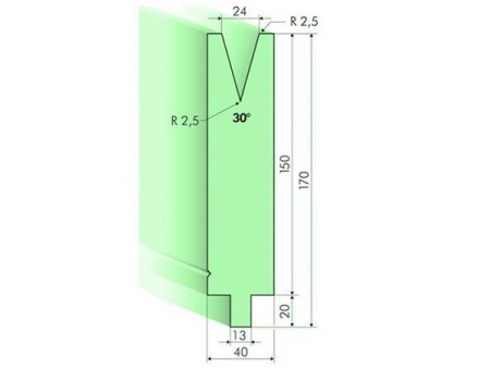 Matrices 30°, H=150mm, Utillaje para plegadora Trumpf