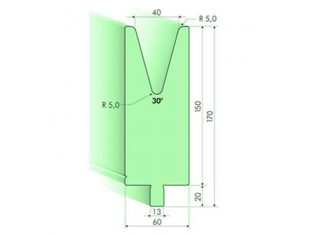 Matrices 30°, H=150mm, Utillaje para plegadora Trumpf
