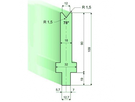 Matrices 78°, H=90mm, Utillaje para plegadora LVD
