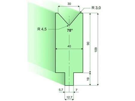 Matrices 78°, H=90mm, Utillaje para plegadora LVD