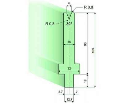 Matrices 30°, H=90mm, Utillaje para plegadora LVD