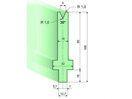 Matrices 30°, H=90mm, Utillaje para plegadora LVD