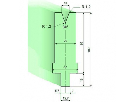 Matrices 30°, H=90mm, Utillaje para plegadora LVD
