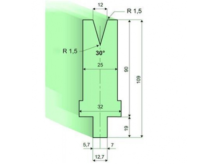 Matrices 30°, H=90mm, Utillaje para plegadora LVD