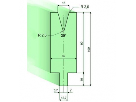 Matrices 30°, H=90mm, Utillaje para plegadora LVD