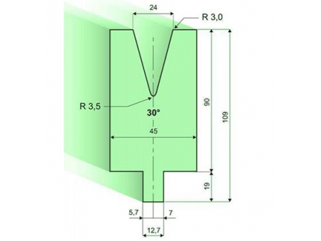 Matrices 30°, H=90mm, Utillaje para plegadora LVD