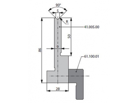 Matrices 90°, H=86mm, Utillaje para plegadora Bystronic