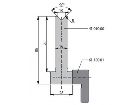 Matrices 90°, H=86mm, Utillaje para plegadora Bystronic